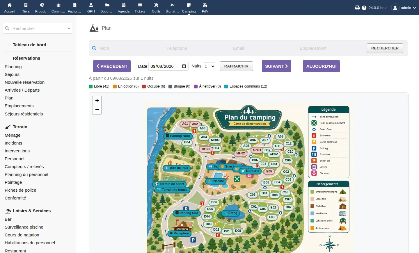 Capture du module Dolibarr Logiciel de gestion de camping PMS Dolibarr | KSIDol par KSIDol pour entreprises et intégrateurs - operations