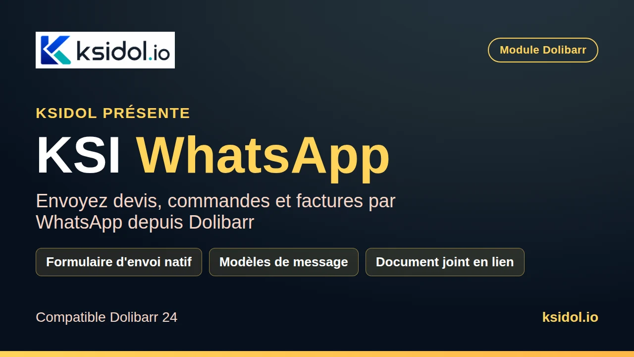 Screenshot of the Dolibarr module Send documents by WhatsApp - Dolibarr module | KSIDol by KSIDol for companies and integrators - communication