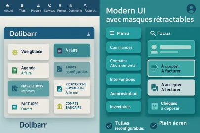 Capture du module Dolibarr Thème Moderne Dolibarr - plein écran, drag and drop | KSIDol par KSIDol pour entreprises et intégrateurs - ux